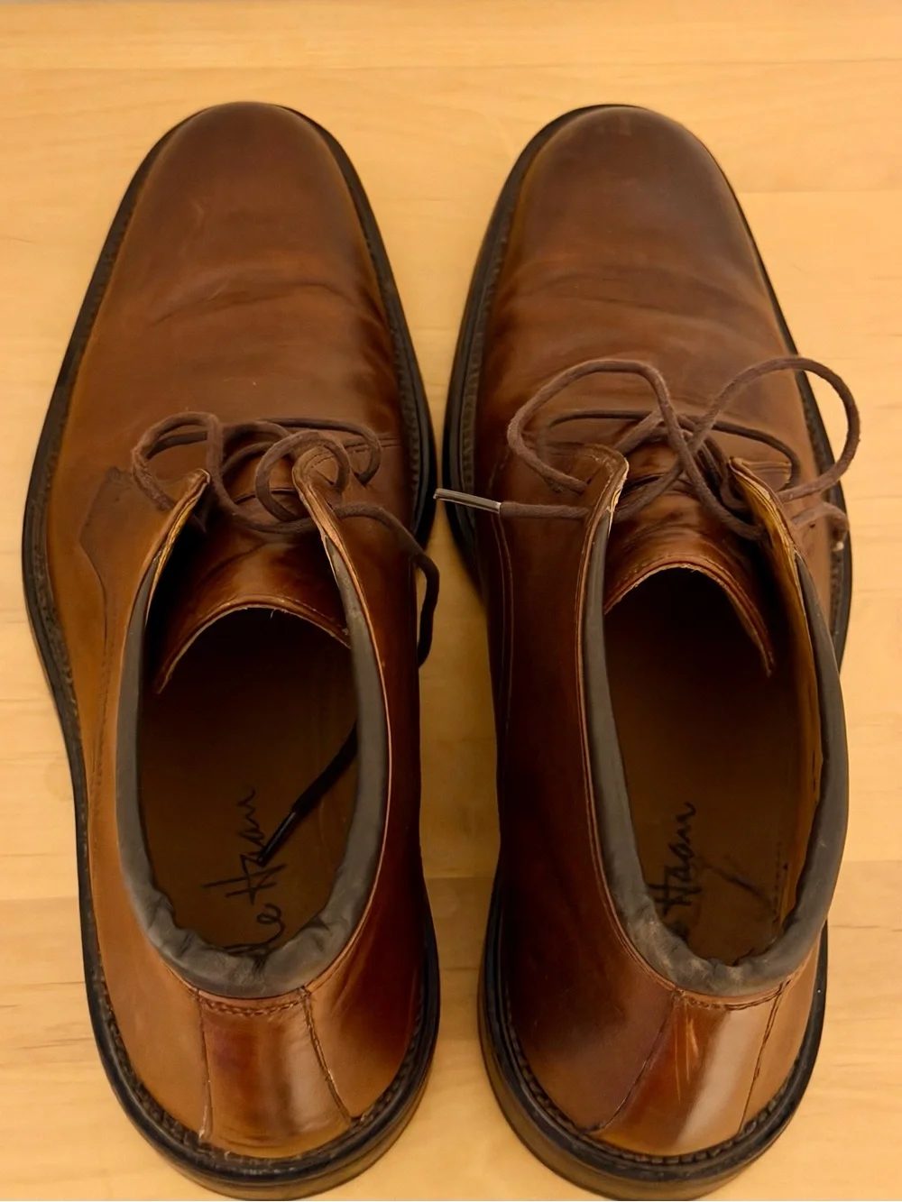 Cole Haan Men’s Brown Leather Lace-Up Dress Boots Worn Once US 9 1/2